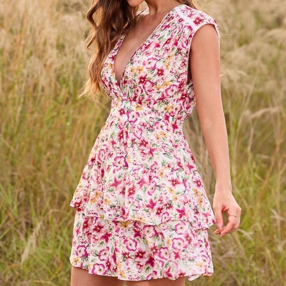 Cupshe Cierra Sleeveless Floral Short Dress Size S - Picture 2 of 8